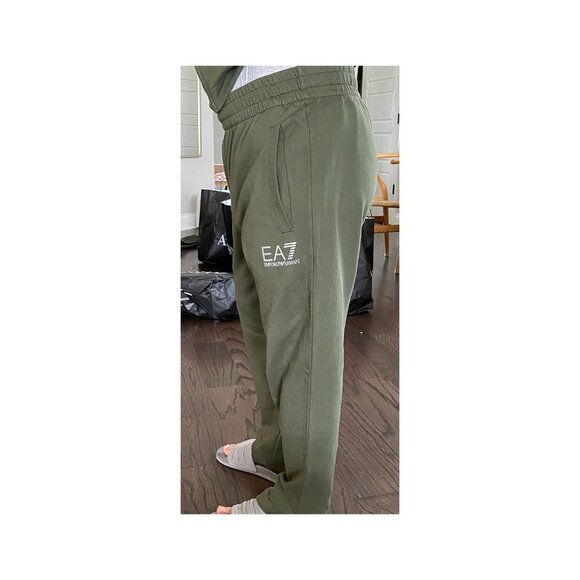 EA7 EMPORIO ARMANI GREEN COTTON SWEATPANTS X-LARGE - Picture 1 of 6